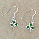 Green Shamrock Silver Earrings
(with cz cubic zirconia)
