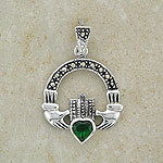 Marcasite Claddagh Silver Pendant
(studded)