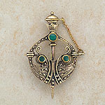 Irish Studded Celtic Brooch
(Bronze & green agate)