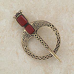 Irish Tara Bronze Brooch
(celtic, brown-red carnelian)
