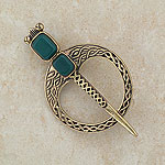 Tara Celtic Bronze Brooch
(With green agate stone)