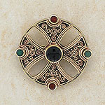 Multi Stone Celtic Bronze Brooch
(carnelian onyx, agate)