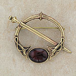 Celtic Dog Bronze Brooch
(with red-brown carnelian)