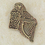 Young Lady with a Harp
(Celtic Irish Bronze brooch)