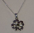 Lucky Four Leaf Clover Silver  &
(Connemara Marble Pendant)