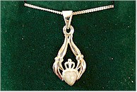 Elegant Claddagh Connemara Marble Pendant
(with Sterling Silver)