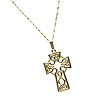 14K  Gold Large Cross Pendant Handcrafted
(Large Open Celtic Cross 18" Chain)