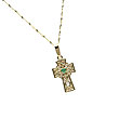 14K Gold Emerald Set Cross Irish Handcrafted
(Irish Celtic Cross on 18" Chain)