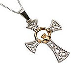 Silver & 14CT Gold Claddagh Cross