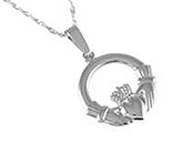 Silver Flat Back Claddagh Pendant CHD
