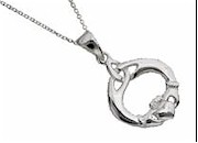 Sterling Silver Claddagh & Trinity Knot Pendant