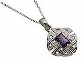 Irish Celtic Amethyst Silver Pendant
(with 18" chain)