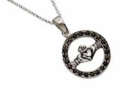 Marcasite & Sterling Silver Claddagh Pendant
(Made in Ireland)