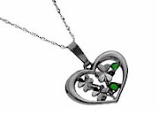 Silver Heart Irish Celtic Shamrock Emerald Pendant
(Crafted in Ireland)