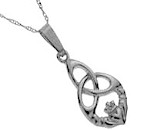 Silver Celtic Claddagh & Trinity Knot Pendant