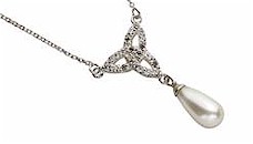 Silver Trinity Knot CZ Pearl Pendant