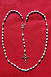 Rosary Beads Set Sky Blue Oval Plastic Silver Crucifix