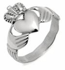 Gents Silver Irish Claddagh Ring
(With Celtic Band Design)