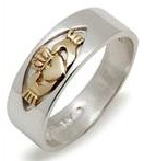 Silver & 14K Gold Gents Claddagh Ring