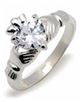 Silver & CZ Simulant Diamond Claddagh Ring
(Handmade in Ireland)