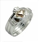 Silver & 14K Gold 3 Piece Claddagh Ring
(Innovative claddagh ring)