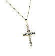 10K Yellow Gold & CZ Claddagh Celtic Cross Pendant
(18" inch Gold Twist Chain Irish Handcrafts)