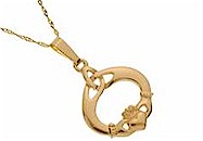 Gold 10K Claddagh & Trinity Knot Pendant
(Irsh Celtic Love)