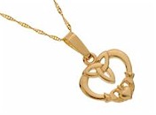 10CT Gold Trinity Knot Claddagh Pendant