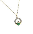 10K Gold CZ / Agate Celtic Design Claddagh Pendant
(18" inch Gold Twist Chain Irish Handcrafts)