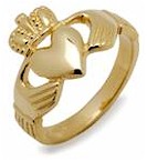 Gents 10K Gold Irish Claddagh Heavy Celtic Ring