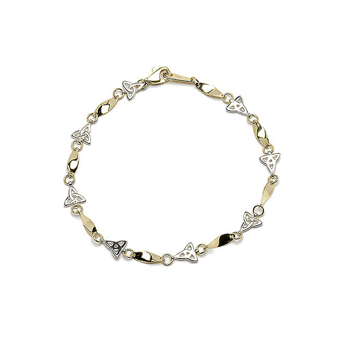 10K Y/W Gold Trinity Knot Design Bracelet 10K Y/W Gold Trinity Knot Design Bracelet
(19cm Gold Bracelet Irish Handcrafts)