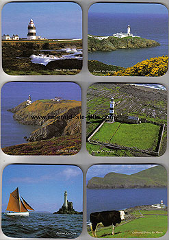 Irish Lighthouses Set Of 6 Hardwood Quality Coasters Irish Lighthouses Set Of 6 Hardwood Quality Coasters
