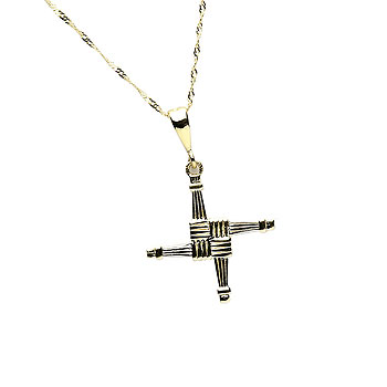 10K Y W St Brigids Cross Design Pendant