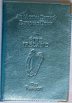 Metallic Blue Irish Passport Wallet Holder