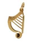 Gold Irish Harp Celtic Charm