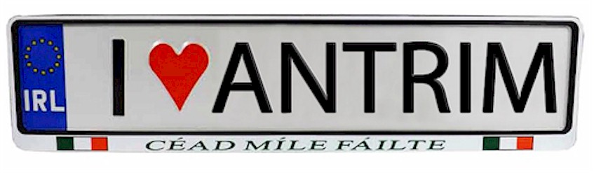 I Love ANTRIM Irish Driving Plate I Love ANTRIM Irish Driving Plate
(Crafte in Ireland)