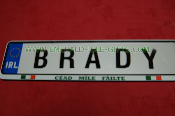 Brady Family Irish Driving Plate
