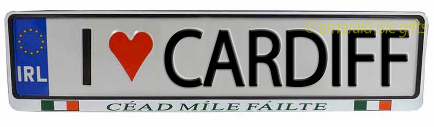 I Love CARDIFF Irish Driving Plate