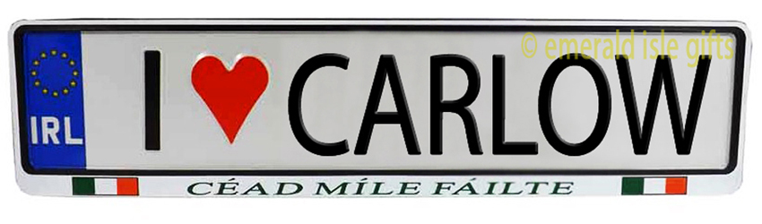 I Love CARLOW Irish Driving Plate I Love CARLOW Irish Driving Plate
(Crafted in Ireland)