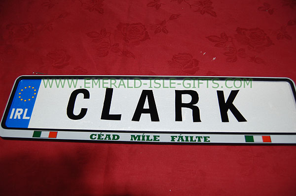 Clark Family Irish Driving Plate