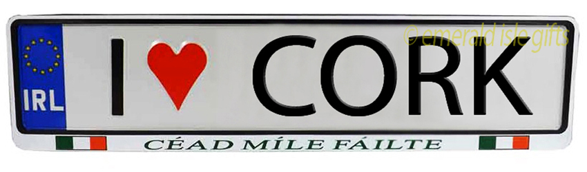 I Love CORK Irish Driving Plate