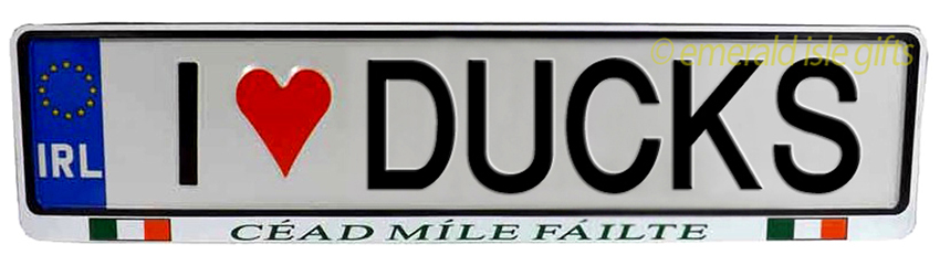 I Love DUCKS Irish Driving Plate