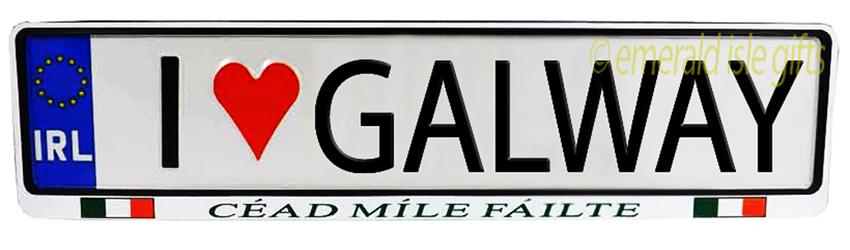 I Love GALWAY Irish Driving Plate I Love GALWAY Irish Driving Plate
(Crafted in Ireland)