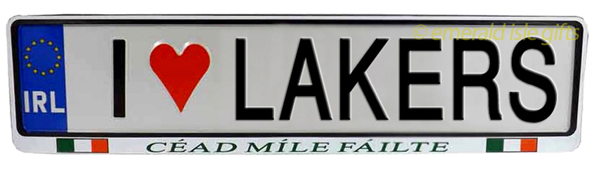 I Love LAKERS Irish Driving Plate