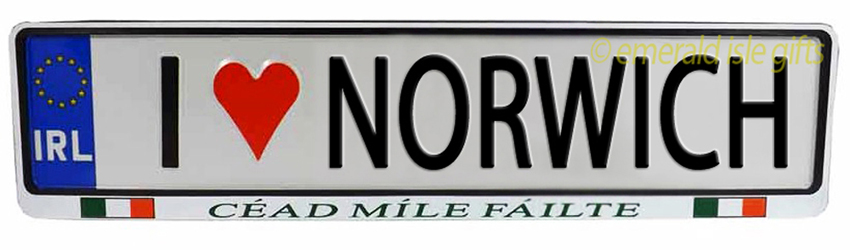 I Love NORWICH Irish Driving Plate