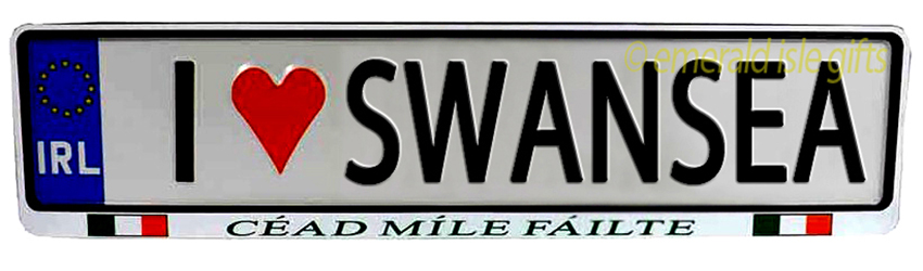 I Love SWANSEA Irish Driving Plate