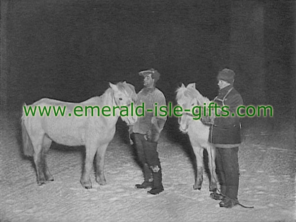 Tom Crean exercising ponies in the Antarctica