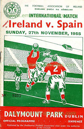 Print of cover of Ireland V Spain soccer match 1955 Print of cover of Ireland V Spain soccer match 1955
(old Irish sporting event)