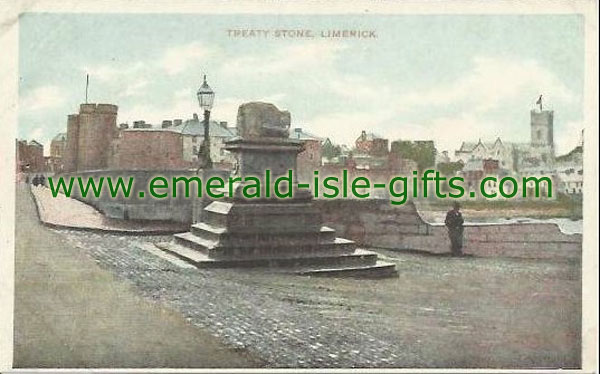 Limerick City - Treaty Stone - old colour print