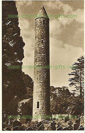 Wicklow - Round Tower and graveyard at Glendalough